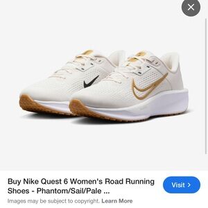 Nike Quest 6 Women's Running Shoes - White and Gold